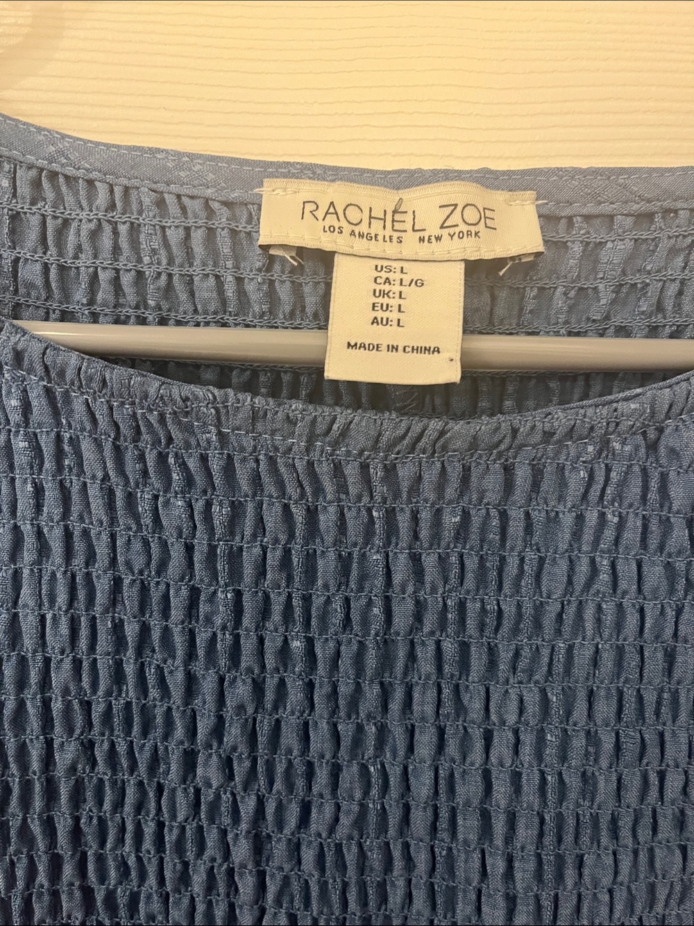 NWOT Rachel Zoe Cosima Blue Smocked Bodice Tiered Sundress L - Picture 4 of 8